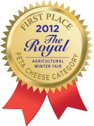 2012 First Place Winner
Feta Cheese Category
The Royal Agricultural Winter Fair
(Regular Feta)