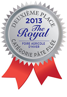 Gagnant 2013 de la deuxième place
dans la catégorie Pâte filée
de la Foire agricole d'hiver The Royal
(Boule de Mozzarella)