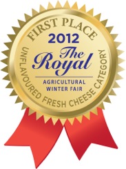 2012 First Place Winner
Unflavoured Fresh Cheese Category
The Royal Agricultural Winter Fair