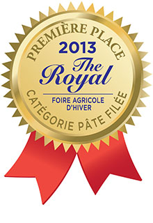 Gagnant 2013 de la première place
dans la catégorie Pâte filée
de la Foire agricole d'hiver The Royal
(Bocconcini régulier)