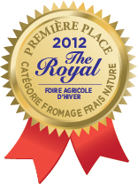 Gagnant 2012 de la première place
dans la catégorie Fromage frais nature
de la Foire agricole d'hiver The Royal