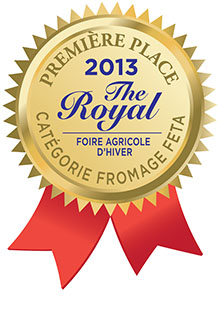 Gagnant 2013 de la première place
dans la catégorie Fromage Feta
de la Foire agricole d'hiver The Royal
(Feta régulier)