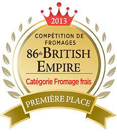 Gagnant 2013 de la première place
dans la catégorie Fromage frais
de la compétition de fromages 86th British Empire