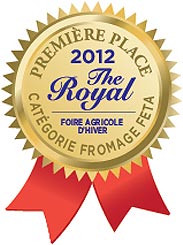 Gagnant 2012 de la première place
dans la catégorie Fromage Feta
de la Foire agricole d'hiver The Royal
(Feta régulier)