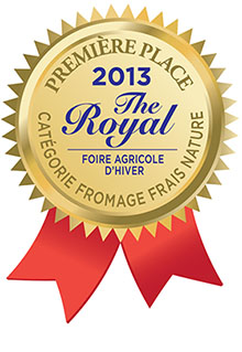 Gagnant 2013 de la première place
dans la catégorie Fromage frais nature
de la Foire agricole d'hiver The Royal